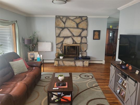Fireplace, Interior, Living room, Stone Walls, Wood Texture Flooring