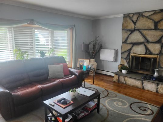 Fireplace, Interior, Living room, Stone Walls, Wood Texture Flooring