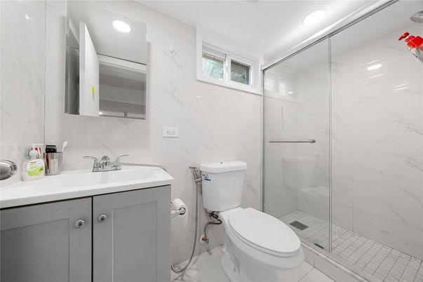 Bathroom, Glass Shower, Interior, Marble, Marble Walls, Recessed Lighting