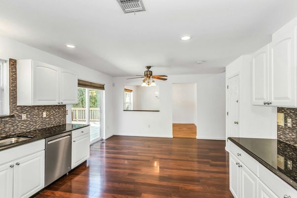 Interior, Kitchen, Recessed Lighting, Wood Texture Flooring
