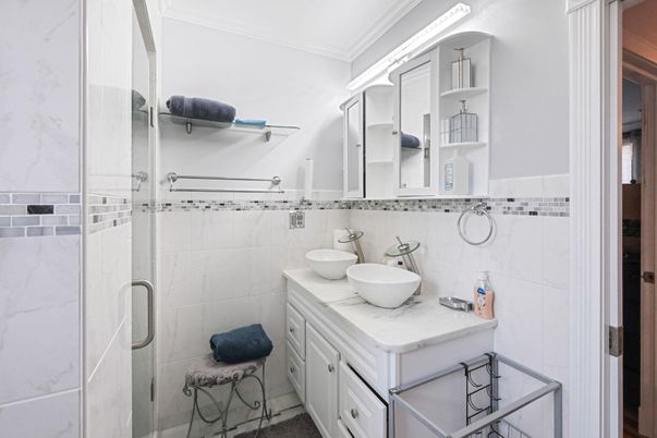 Bathroom, Glass Shower, Interior, Marble Walls