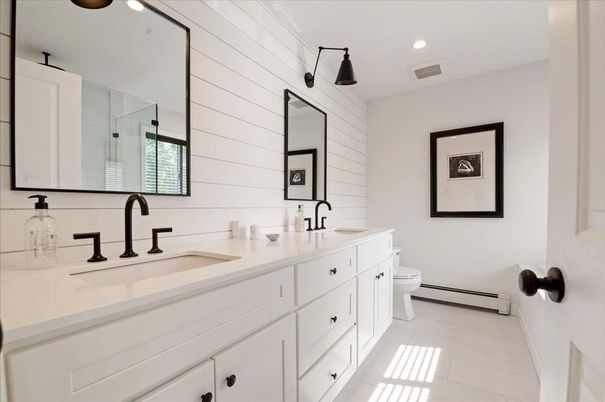 Bathroom, Dual Sink Vanities, Glass Shower, Interior, Recessed Lighting