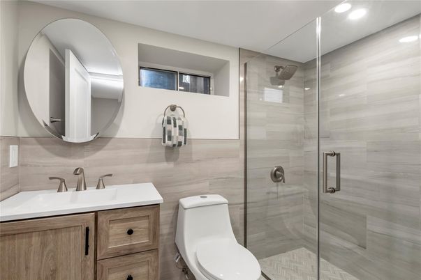 Bathroom, Glass Shower, Interior, Recessed Lighting