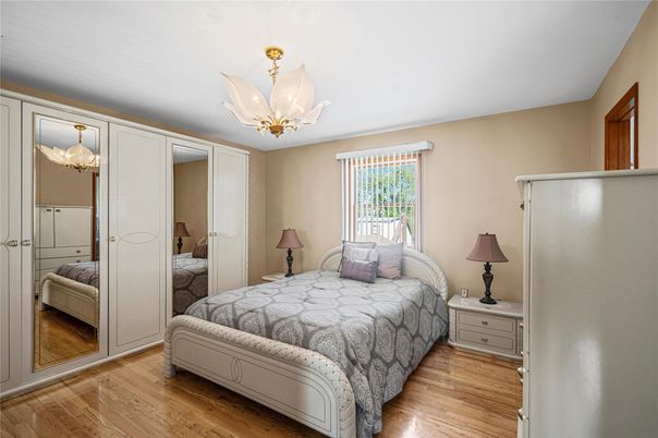 Bedroom, Chandelier, Interior, Wood Texture Flooring