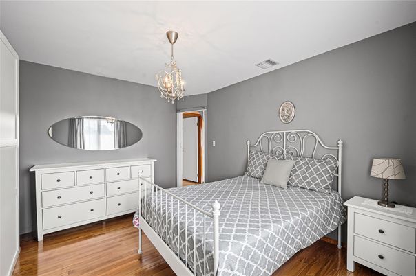 Bedroom, Chandelier, Interior, Wood Texture Flooring