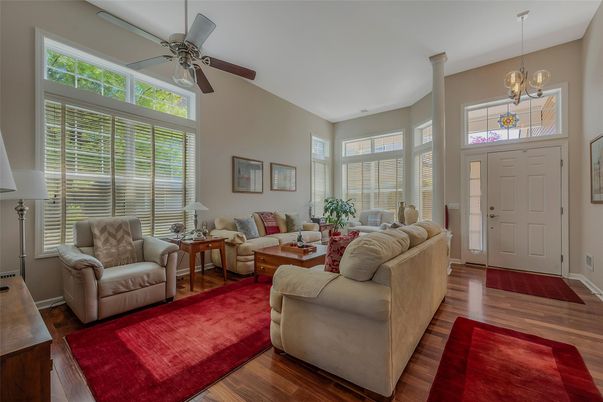 Interior, Living room, Pendant Lights, Wood Texture Flooring