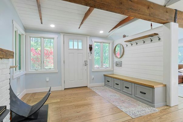 Interior, Recessed Lighting, Wooden Beams, Wood Texture Flooring