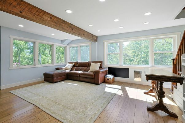 Interior, Living room, Recessed Lighting, Wooden Beams, Wood Texture Flooring