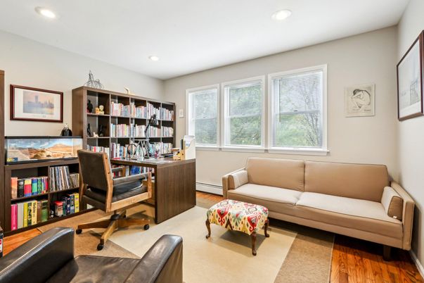 Home Office, Interior, Recessed Lighting, Wood Texture Flooring