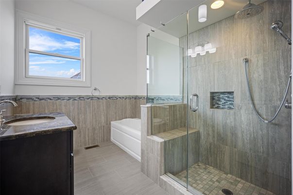 Bathroom, Dual Sink Vanities, Glass Shower, Interior