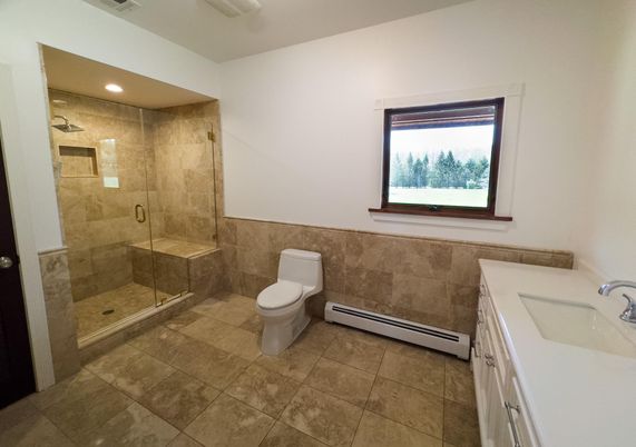 Bathroom, Glass Shower, Interior, Recessed Lighting