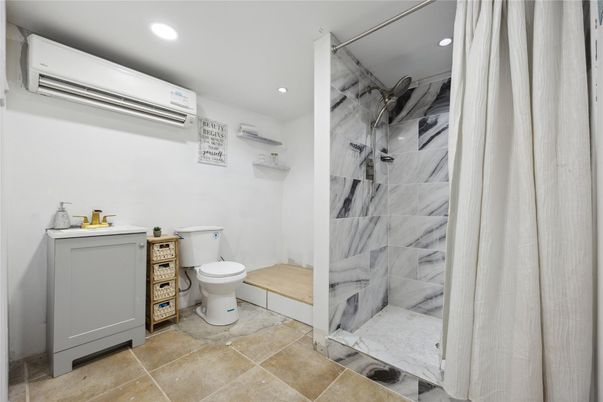 Bathroom, Glass Shower, Interior, Recessed Lighting