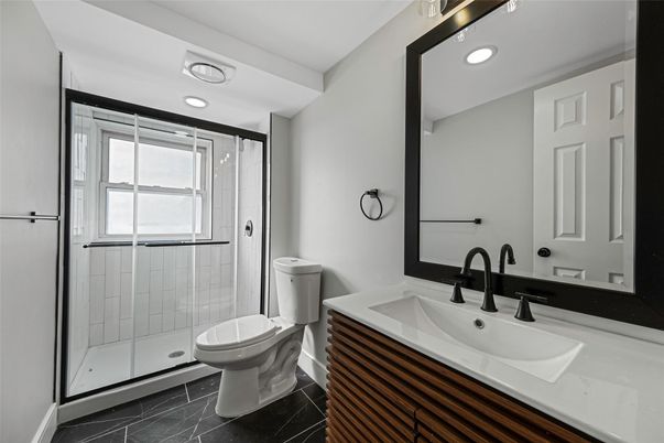 Bathroom, Glass Shower, Interior, Recessed Lighting