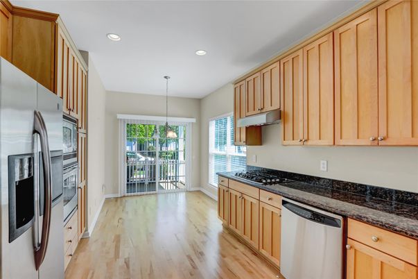 Interior, Kitchen, Pendant Lights, Recessed Lighting, Wood Texture Flooring