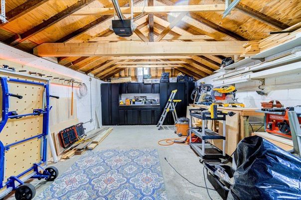 Garage, Interior, Wooden Beams, Wooden Ceilings