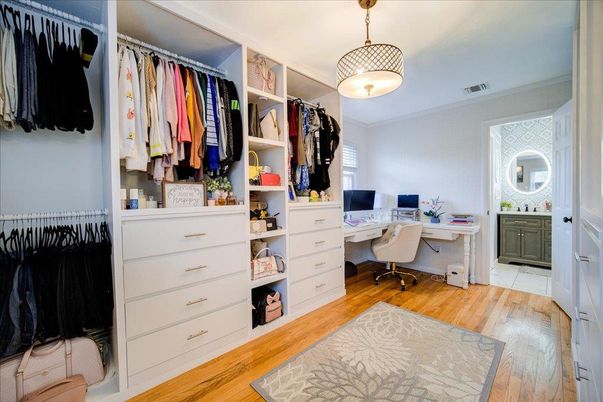 Home Office, Interior, Pendant Lights, Wood Texture Flooring