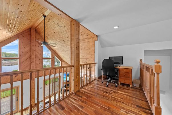 Home Office, Interior, Recessed Lighting, Wooden Ceilings, Wood Texture Flooring, Wooden Walls