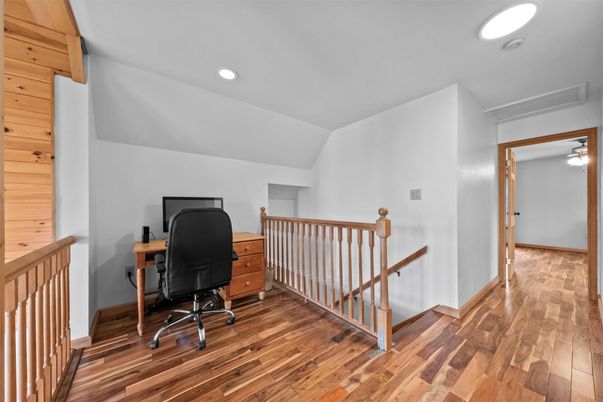Home Office, Interior, Recessed Lighting, Wood Texture Flooring