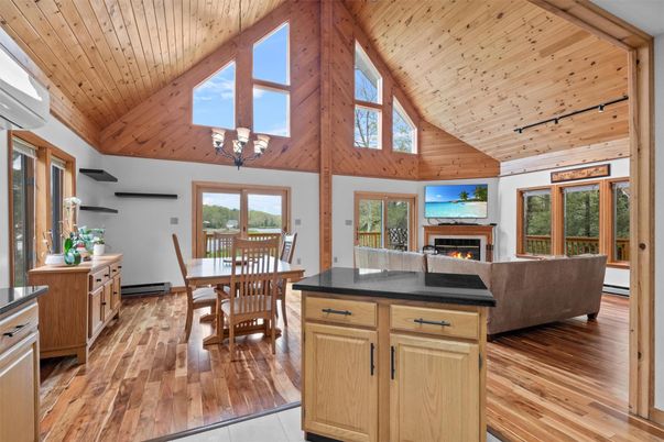 Dining room, Fireplace, Interior, Kitchen, Living room, Wooden Beams, Wooden Ceilings, Wood Texture Flooring, Wooden Walls