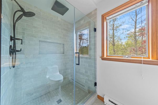 Bathroom, Glass Shower, Interior, Stone Walls
