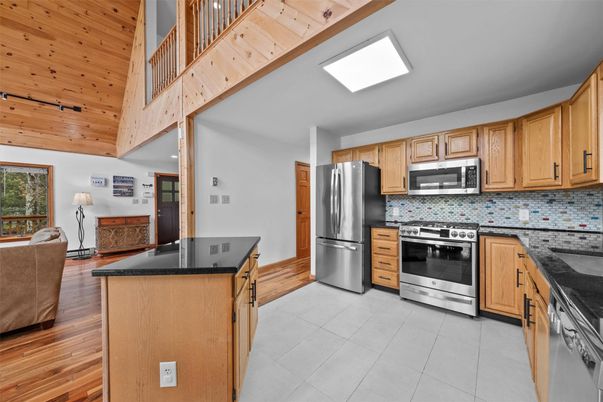 Interior, Kitchen, Stainless Steel Appliances, Wooden Ceilings, Wood Texture Flooring