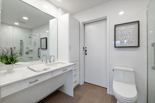 Bathroom, Glass Shower, Interior, Recessed Lighting