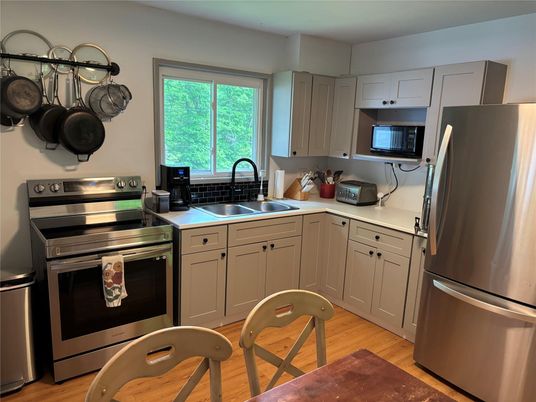 Interior, Kitchen, Stainless Steel Appliances, Wood Texture Flooring