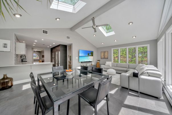 Dining room, Interior, Kitchen, Living room, Recessed Lighting