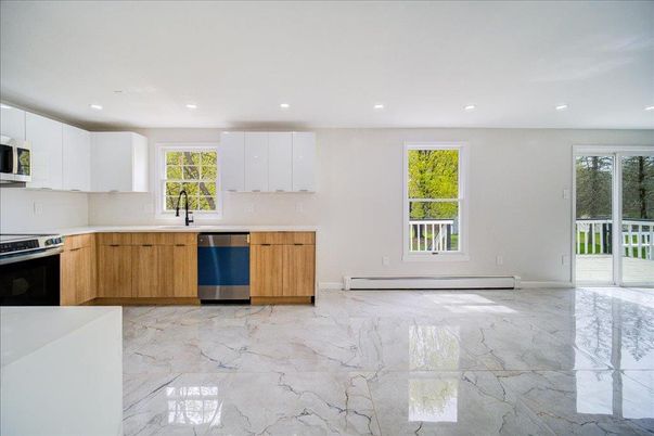 Interior, Kitchen, Marble, Recessed Lighting, Stainless Steel Appliances