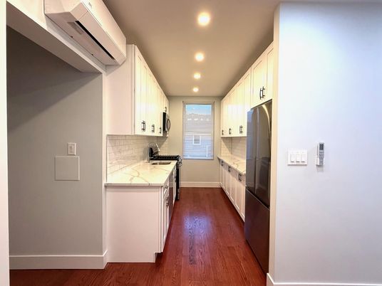 Interior, Kitchen, Recessed Lighting, Wood Texture Flooring