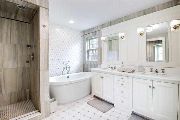 Bathroom, Dual Sink Vanities, Free Standing Baths, Glass Shower, Interior, Recessed Lighting
