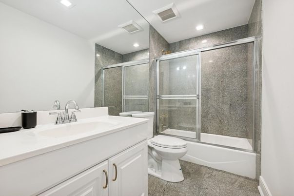 Bathroom, Glass Shower, Interior, Recessed Lighting