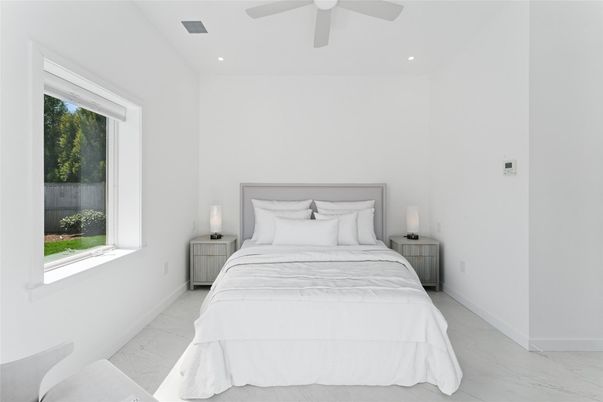 Bedroom, Interior, Marble, Recessed Lighting