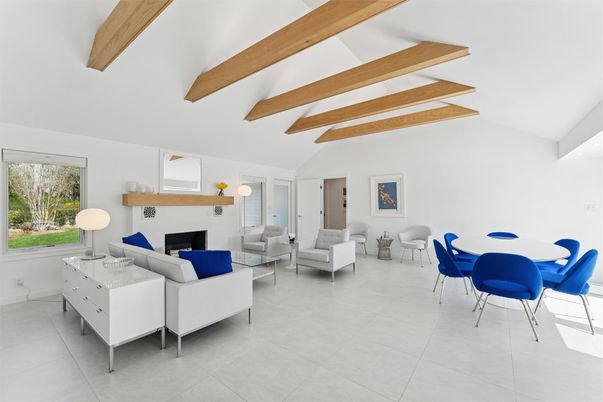 Dining room, Fireplace, Interior, Living room, Wooden Beams