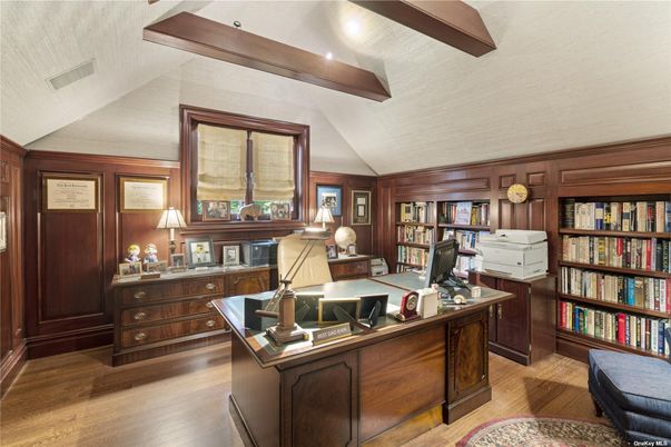 Home Office, Interior, Wooden Beams, Wood Texture Flooring, Wooden Walls