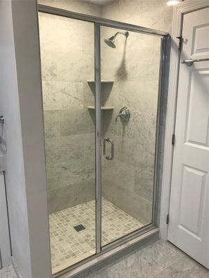 Bathroom, Glass Shower, Interior, Marble Walls