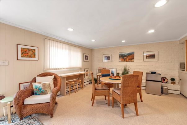 Dining room, Interior, Recessed Lighting, Stone Walls