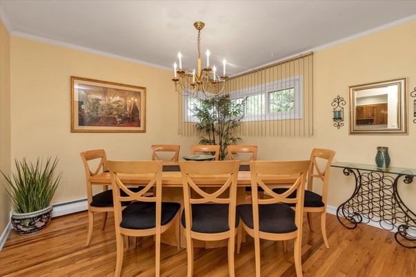 Chandelier, Dining room, Interior, Wood Texture Flooring