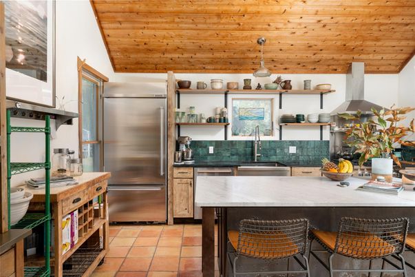 Interior, Kitchen, Pendant Lights, Stainless Steel Appliances, Wooden Ceilings