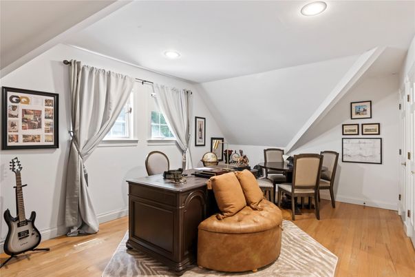 Home Office, Interior, Recessed Lighting, Wood Texture Flooring