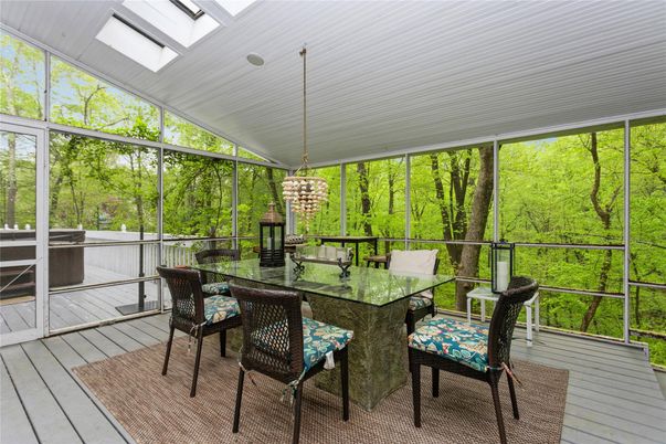 Dining room, Interior, Pendant Lights, Sun Room, Wood Texture Flooring