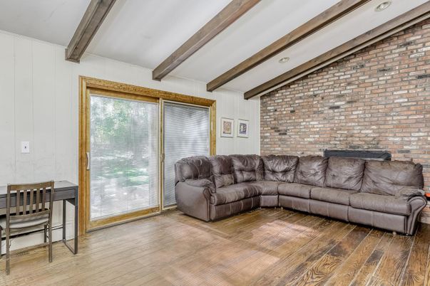 Interior, Living room, Stone Walls, Wooden Beams, Wood Texture Flooring