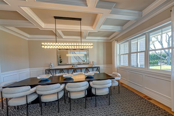 Chandelier, Dining room, Interior, Pendant Lights, Wood Texture Flooring