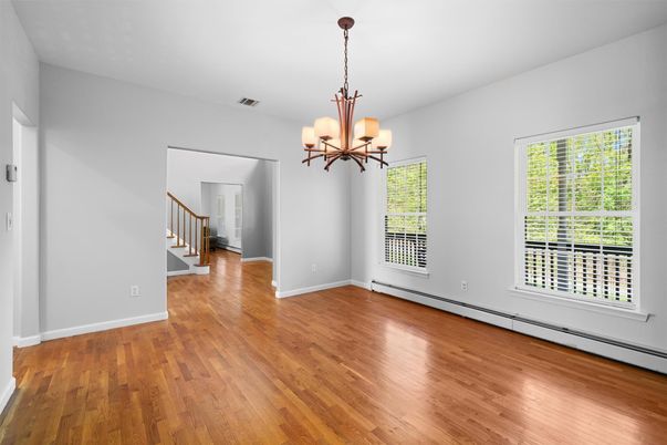 Chandelier, Empty room, Interior, Wood Texture Flooring
