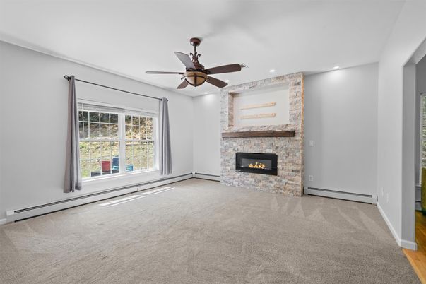 Empty room, Fireplace, Interior, Recessed Lighting