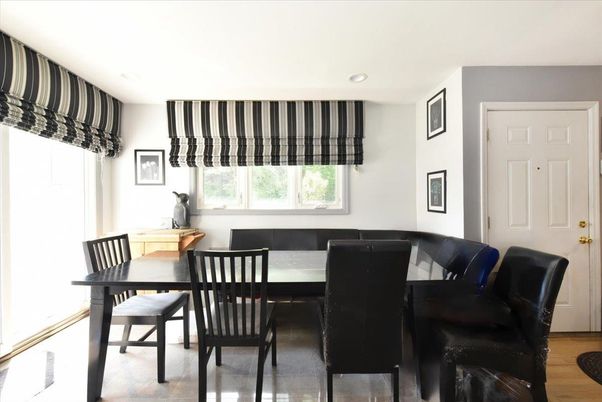 Dining room, Interior, Recessed Lighting, Wood Texture Flooring
