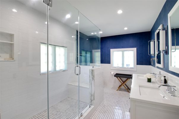 Bathroom, Glass Shower, Interior, Recessed Lighting
