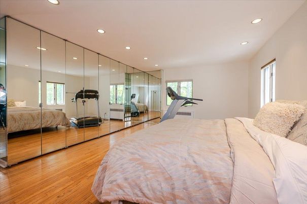 Bedroom, Fitness Equipment, Interior, Recessed Lighting, Wood Texture Flooring