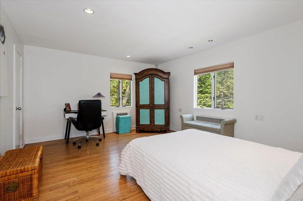 Bedroom, Home Office, Interior, Recessed Lighting, Wood Texture Flooring