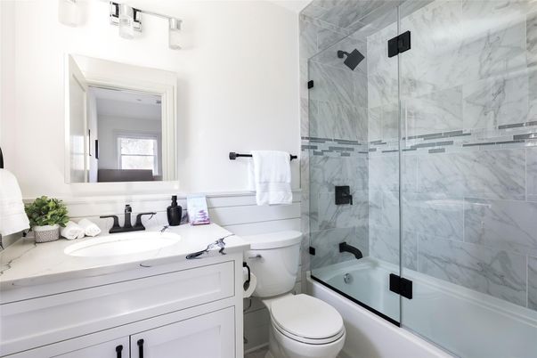 Bathroom, Glass Shower, Interior, Marble Walls